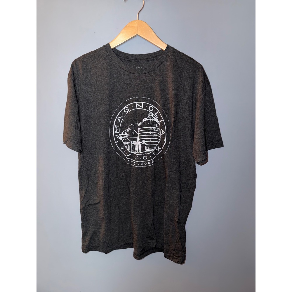 Magnolia Market Waco Texas Silos Graphic T-Shirt Charcoal Gray‎ XL Fixer Upper